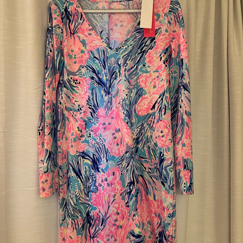 NWT Lily Pulitzer Davie Dress Periwinkle Purple Fan Sea Pants, size womans small